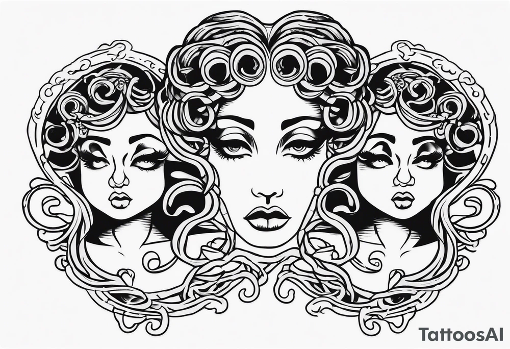 hear no evil, see no evil, speak no evil medusa tattoo idea