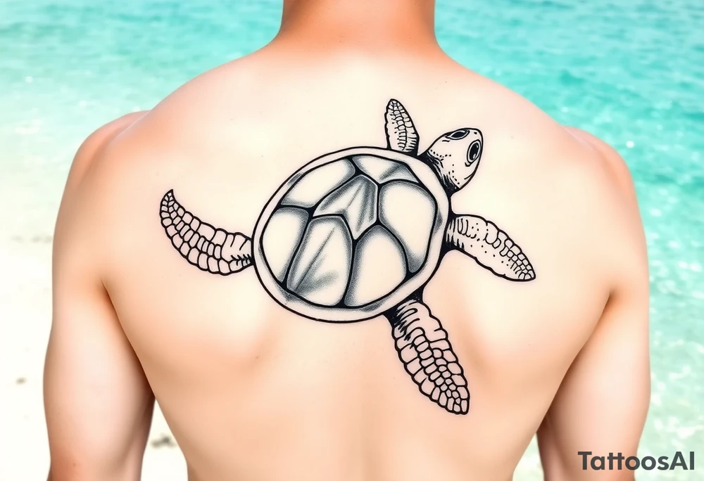 Seychelles islands map, water, beach, sand, turtle. Back ouece tattoo idea
