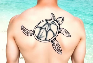 Seychelles islands map, water, beach, sand, turtle. Back ouece tattoo idea