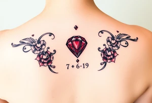 Small Ruby gem and birthday 7-6-19 tattoo idea