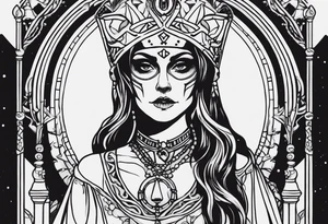 High priestess as a skeleton tarot card tattoo idea