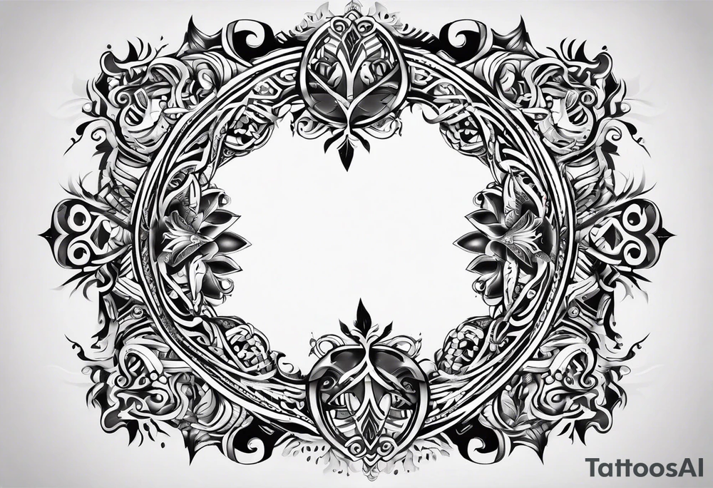 arm sleeve for a man. tribal tattoo style, symmetric, white background tattoo idea