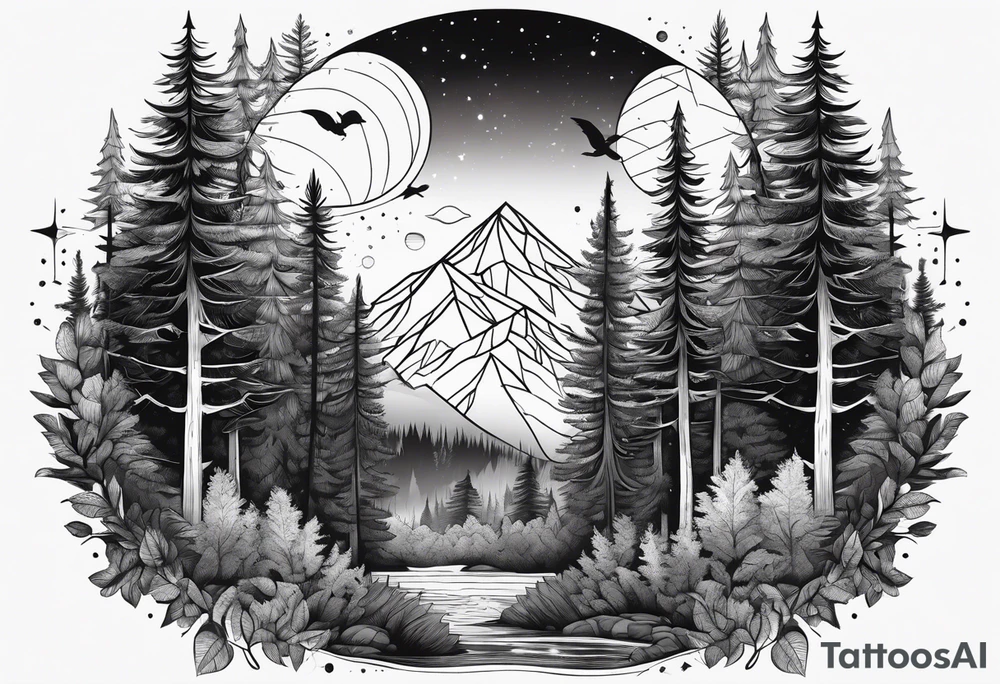 Dense forest tattoo idea