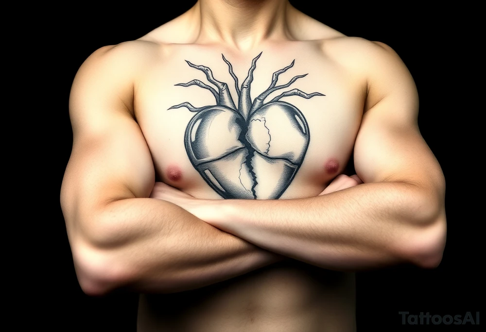 Heartless words written with broken real heart tattoo idea