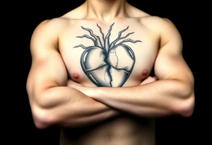 Heartless words written with broken real heart tattoo idea