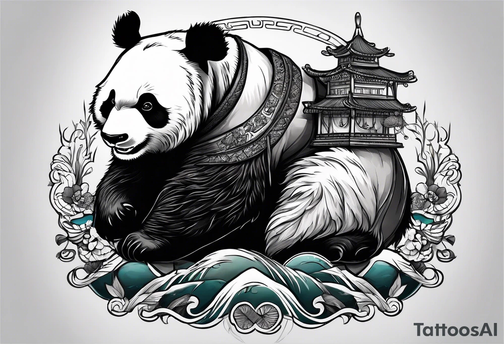 panda riding a panda tattoo idea