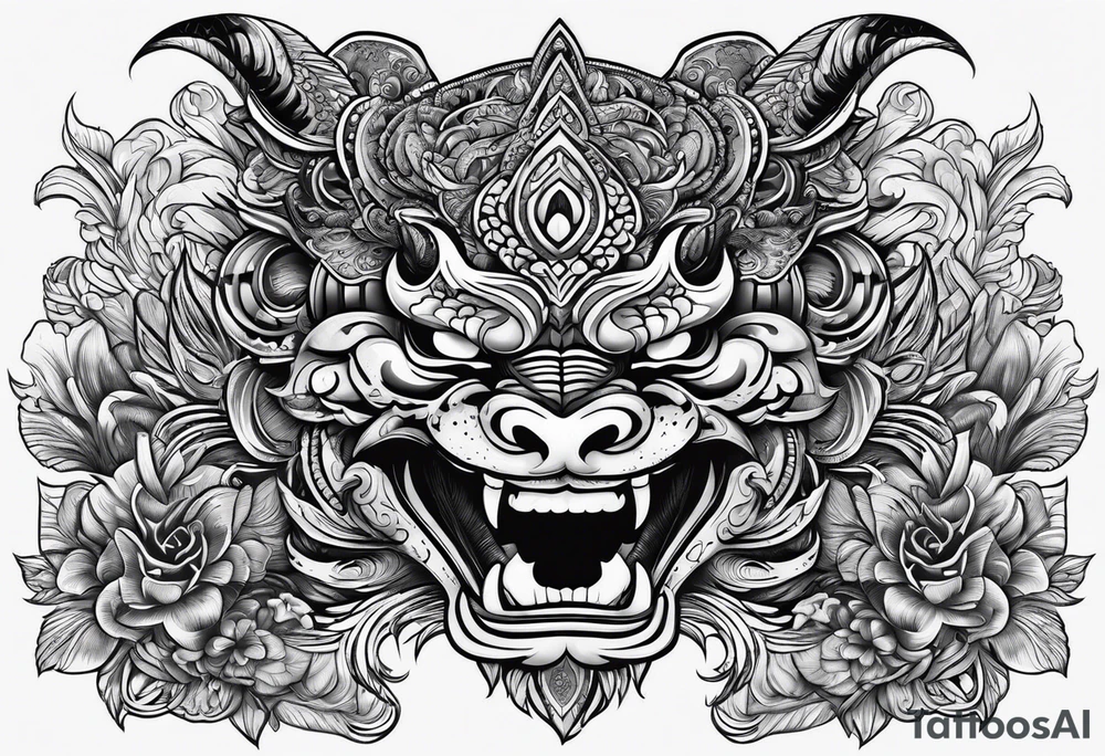 Barong bali teeth tattoo idea