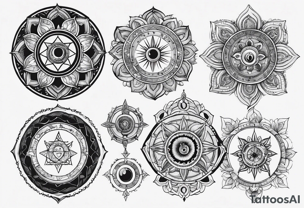 it is included , dharmachakra, and humen life cycle from birth death cycle tattoo idea