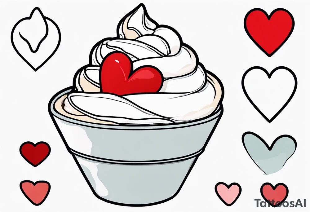 ice cream cone with one round scoop of ice cream and a red heart tattoo idea