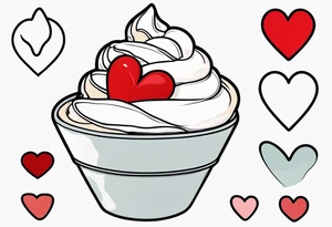 ice cream cone with one round scoop of ice cream and a red heart tattoo idea