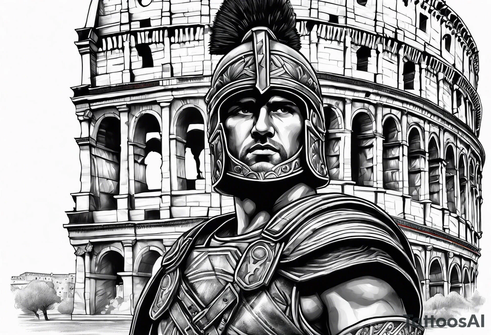 Roman soldier colosseum in background tattoo idea