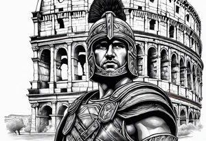 Roman soldier colosseum in background tattoo idea