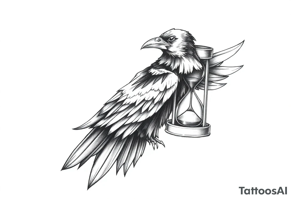 a raven and a hourglass. tattoo idea