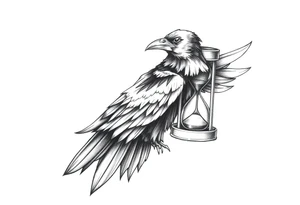 a raven and a hourglass. tattoo idea