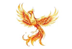 magnificent phoenix rising from golden flames with trailing embers tattoo idea