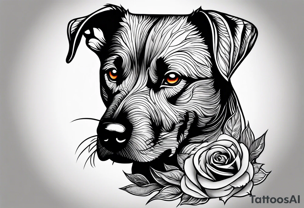 Burnt dog with fire tattoo idea