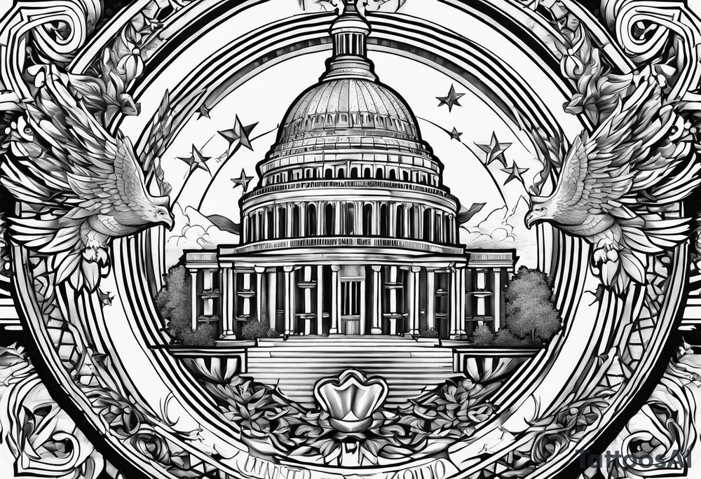 America 1776 united we stand in God we trust tattoo idea
