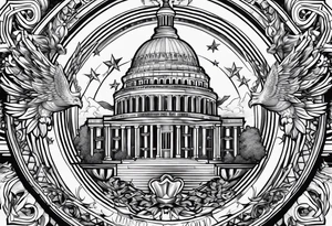 America 1776 united we stand in God we trust tattoo idea
