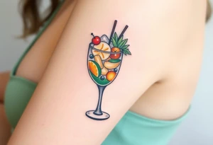 Fun cocktail that you would get on a caribbean cruise in a rocks glass with lots of garnishes tattoo idea