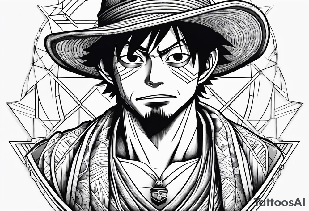 fine line monkey d luffy tattoo idea