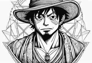 fine line monkey d luffy tattoo idea