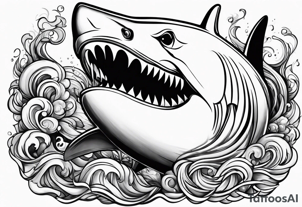 shark smoking cigarette tattoo idea