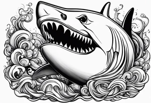 shark smoking cigarette tattoo idea