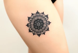 intricate mandala with sacred geometry and cosmic elements tattoo idea