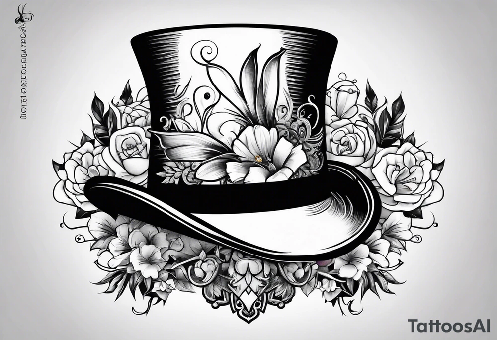 Top hat and rabbit tattoo idea
