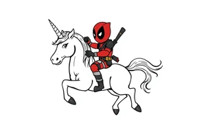Deadpool riding unicorn tattoo idea
