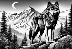 Wolf with landscape tattoo idea