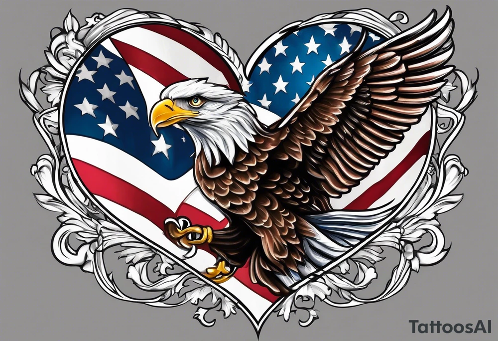 American flag in heart tattoo idea
