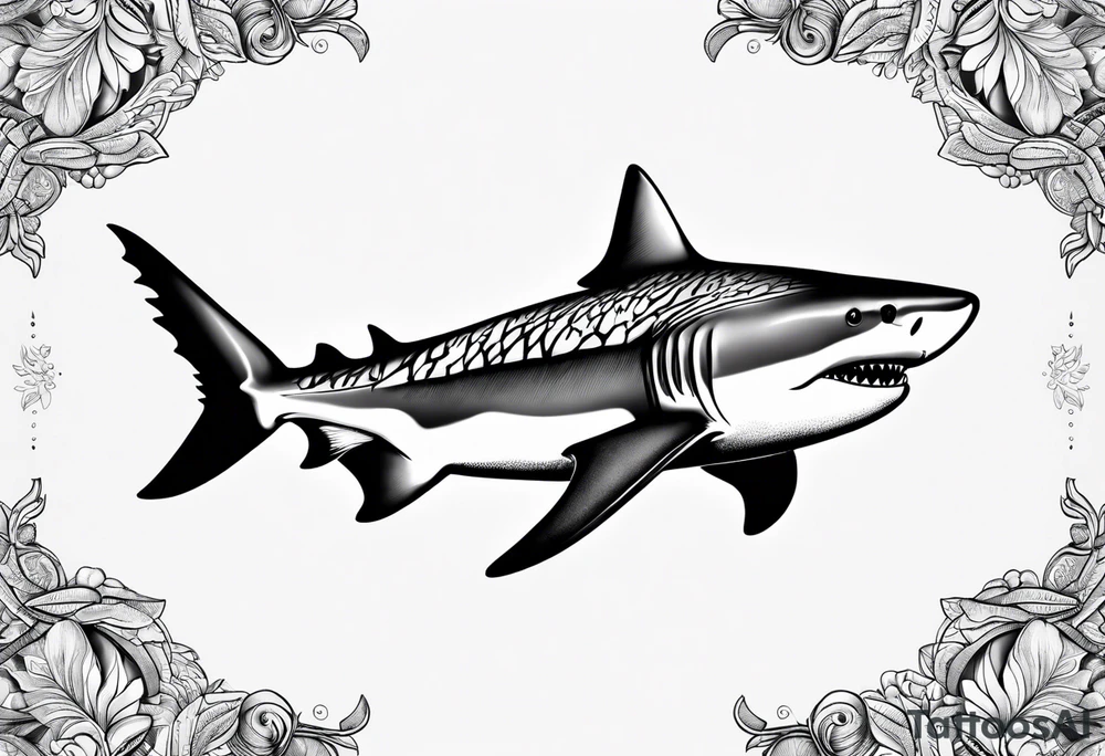 tiger shark with cool texture pattern top view tattoo idea tiger shark with cool texture pattern top view tattoo idea