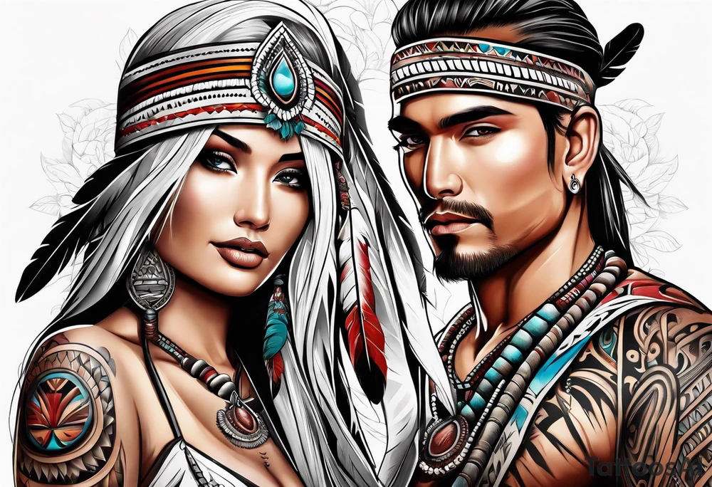 white natives couples tattoo tattoo idea