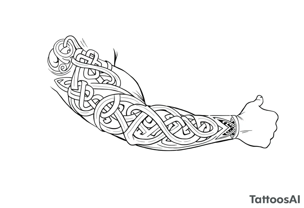 Māori style Celtic knots and bands tattoo idea