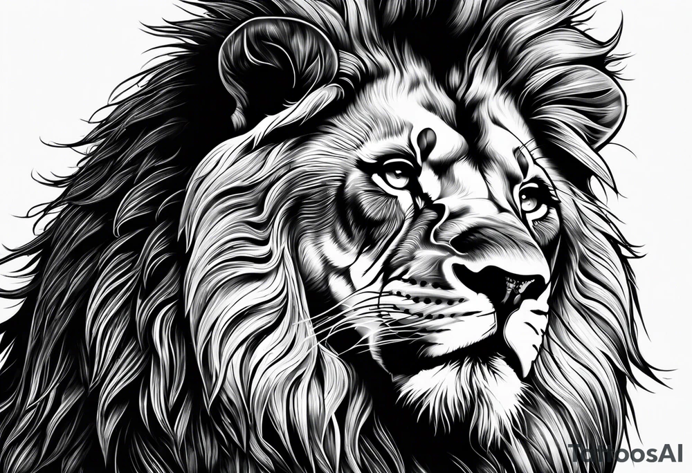 lion with scratch in its eye and roar tattoo idea