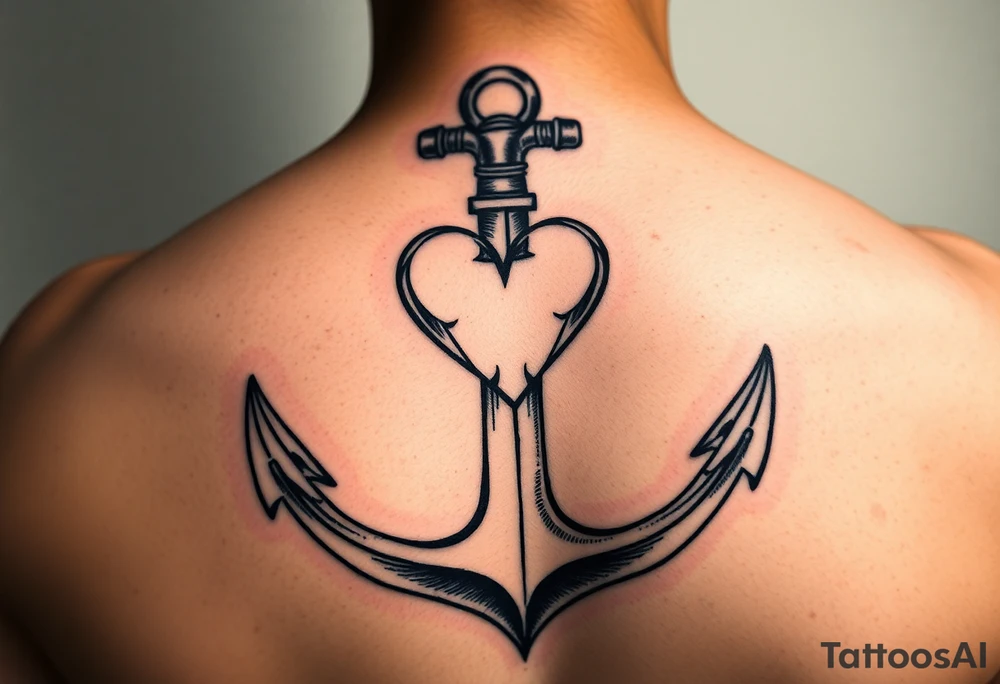 An anchor with a love heart top tattoo idea