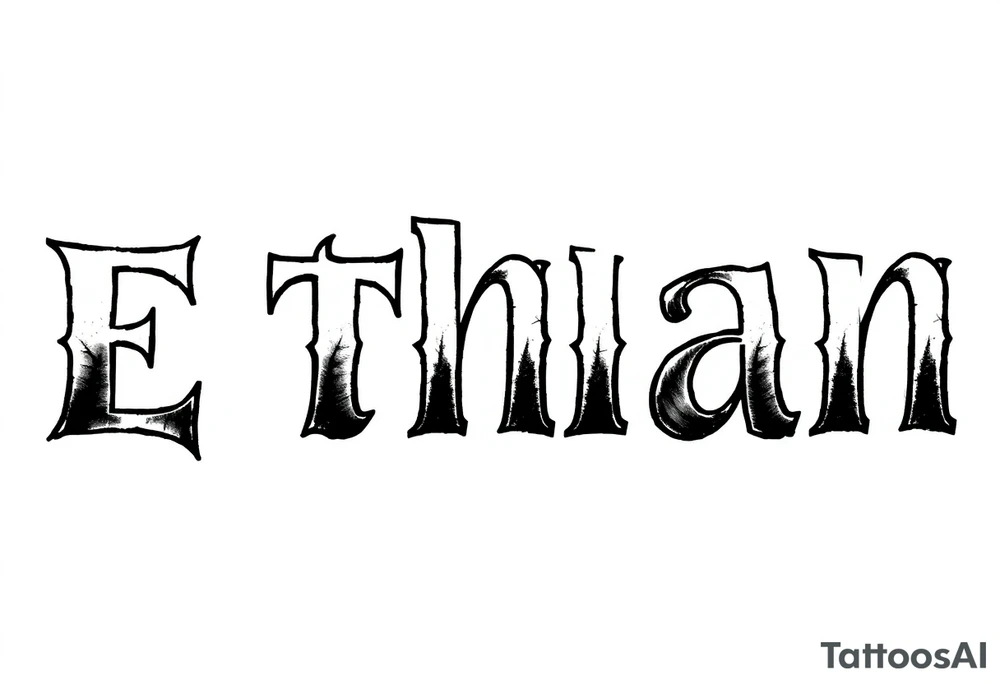 The name Ethan in different writing styles tattoo idea