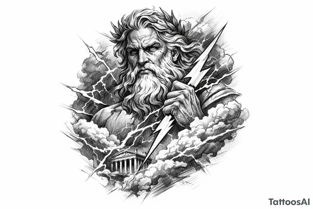 zeus,flashes,clouds. tattoo idea