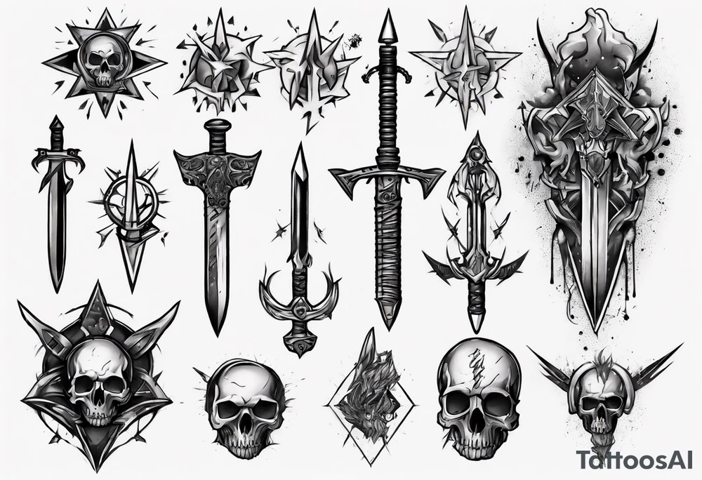 Cold weapons tattoo idea