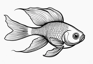 Illustrate a minimalist outline tattoo of a single goldfish, showcasing its distinctive shape and tail with elegant simplicity tattoo idea