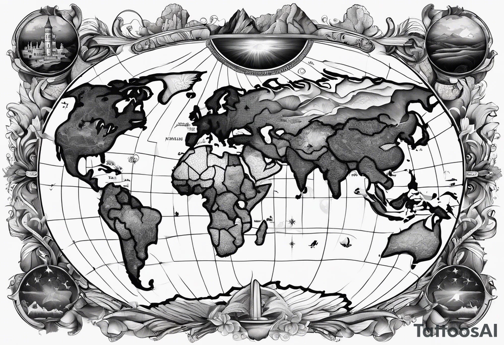 Mapa mundi no antebraco com tattoo idea