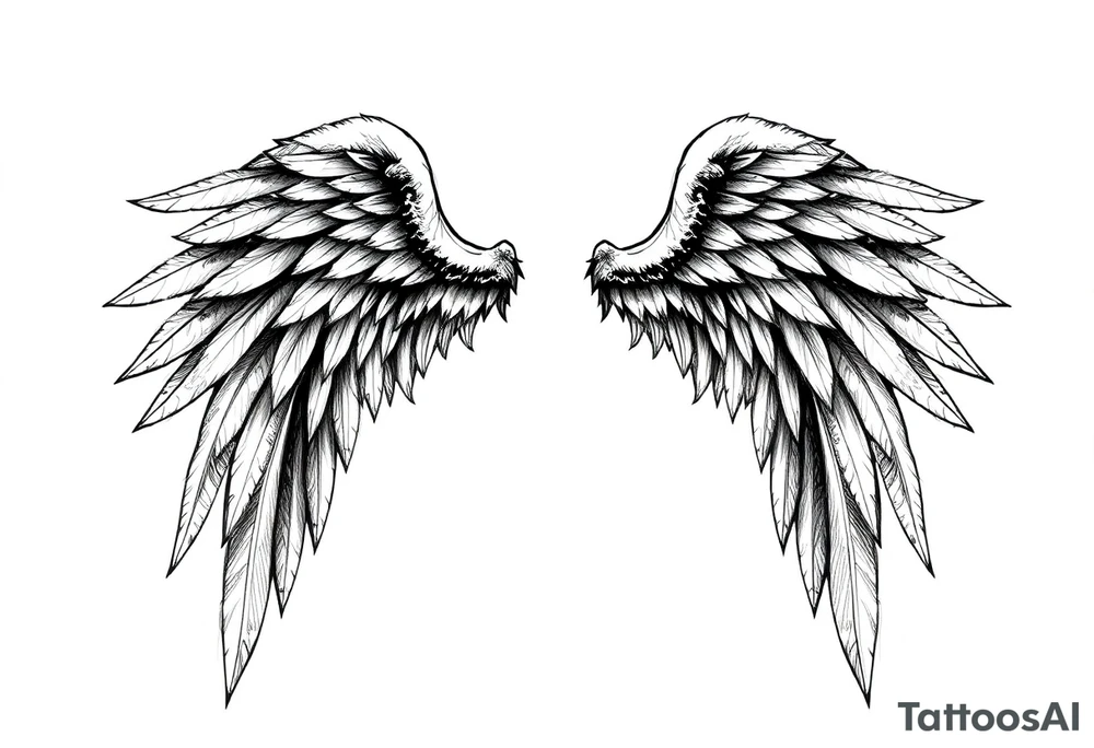 Long Angelwings straight down tattoo idea