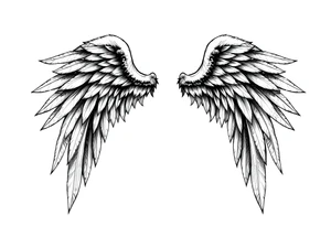 Long Angelwings straight down tattoo idea