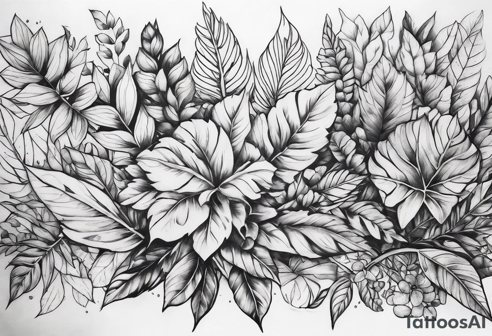 Foliage arm sleeve tattoo idea