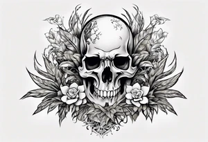 Word ‘power’ on top of plants tattoo idea