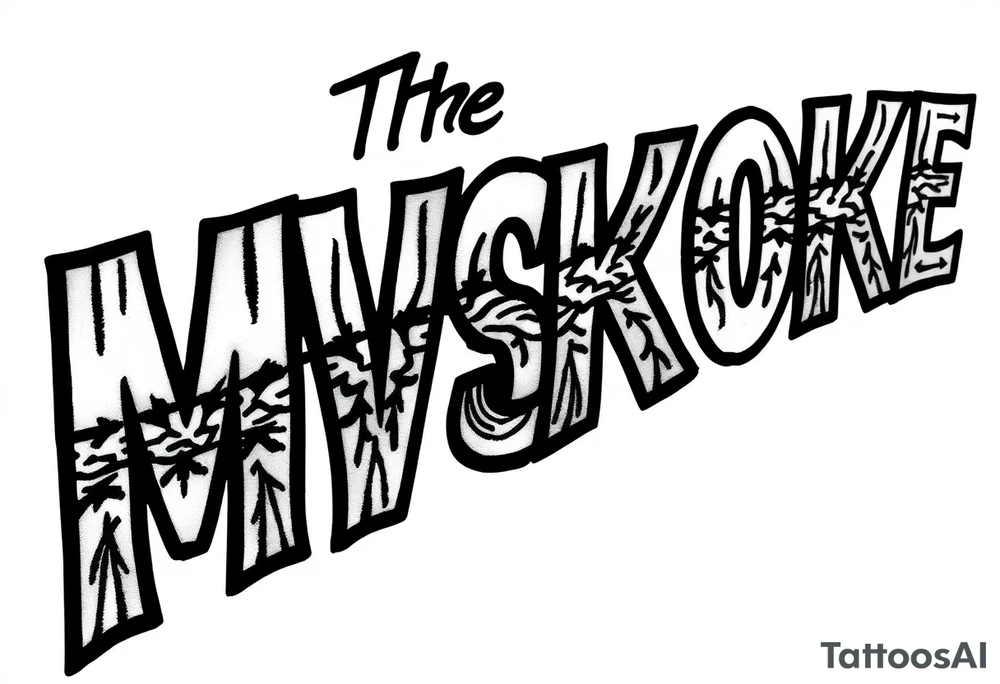 The word “MVSKOKE” shaded with Native American print tattoo idea