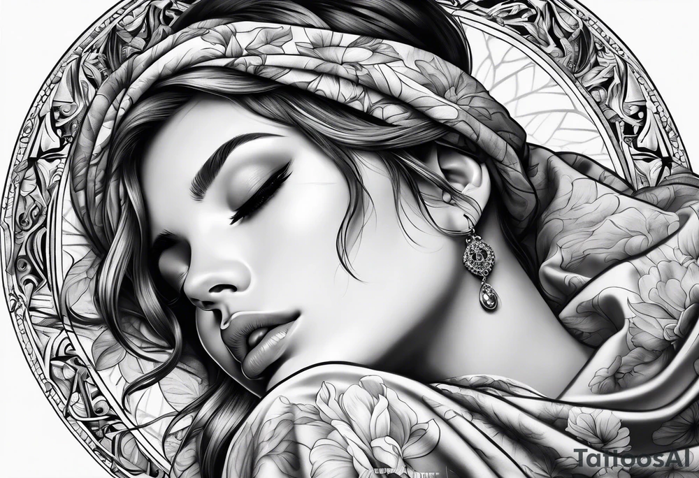 full body girl sleeping in blanket tattoo idea