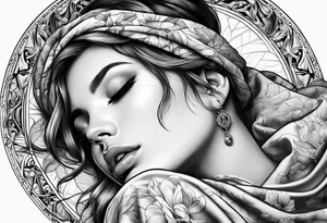 full body girl sleeping in blanket tattoo idea