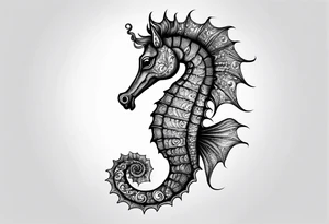 seahorse on white background, black and white fit in picture tattoo idea